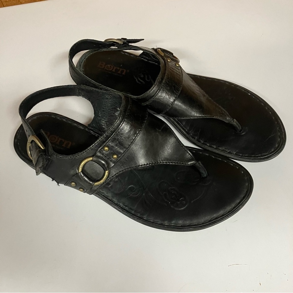 Born Black Leather Thong Sandals (6 US, 36.5) - Picture 5 of 8